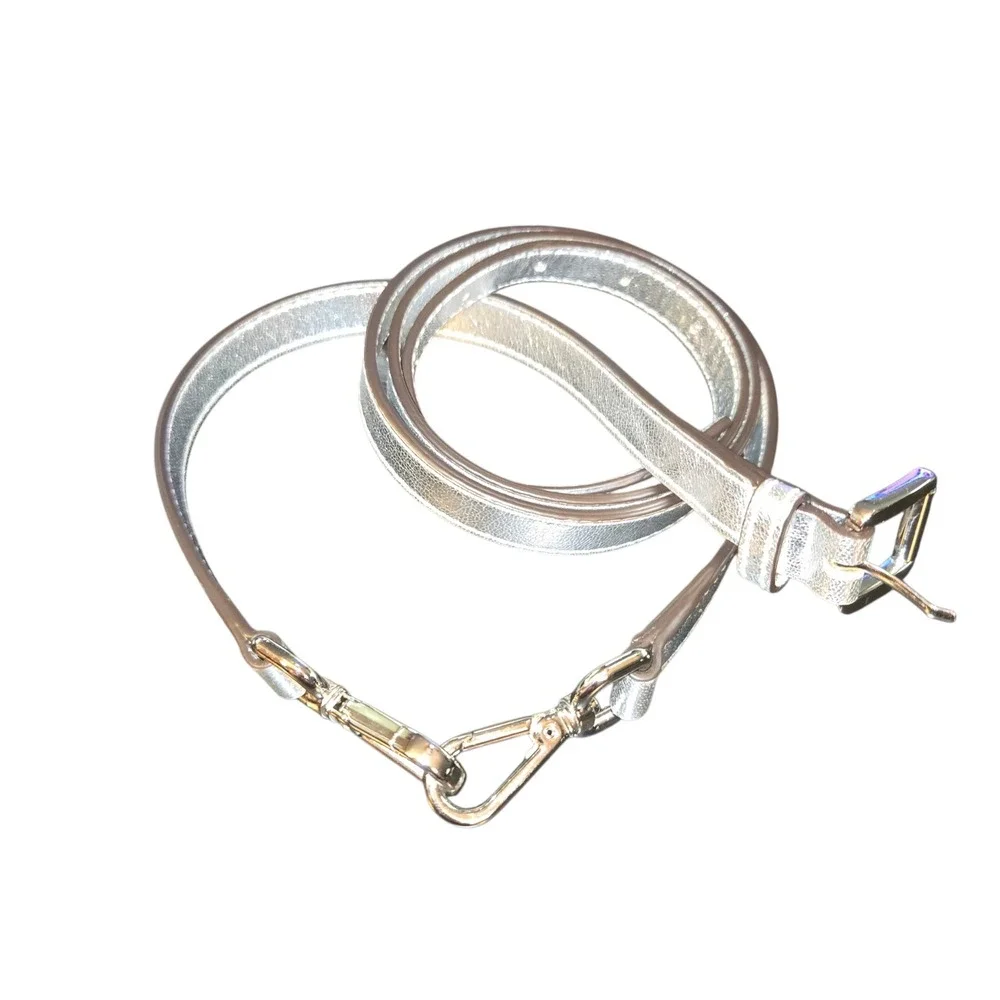 Michael Kors Belt Womens 3X Silver Metallic Reversible Lobster Clasp Slim 46in